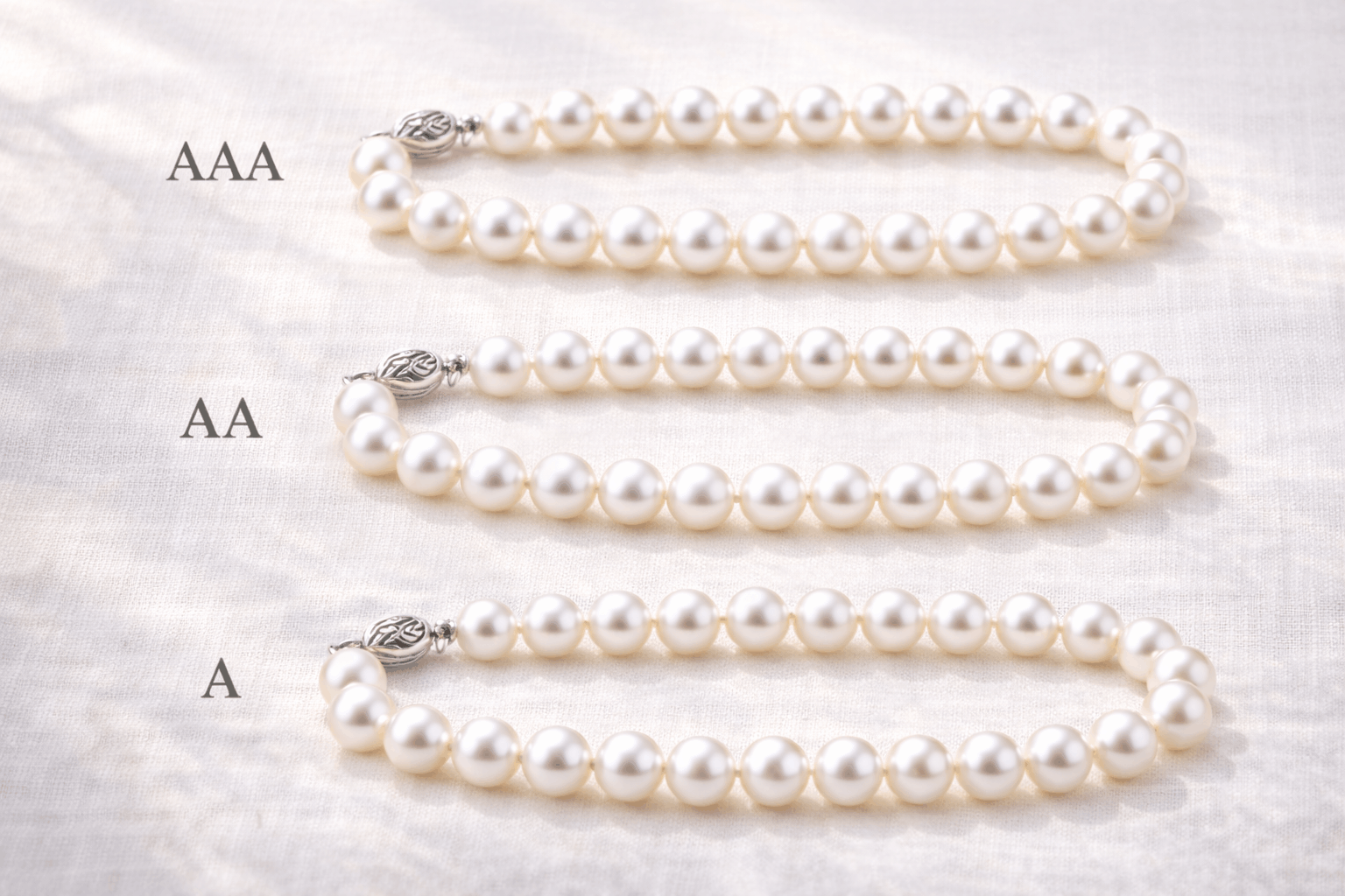 Grades de qualité des bracelets de perles véritables au Royaume-Uni