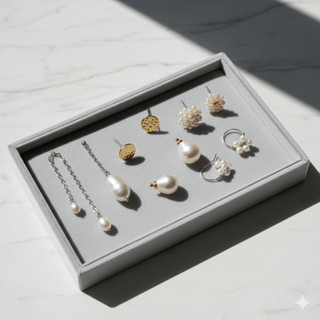 04. Acheter des boucles d’oreilles perles asymétriques chez PearlsOnly