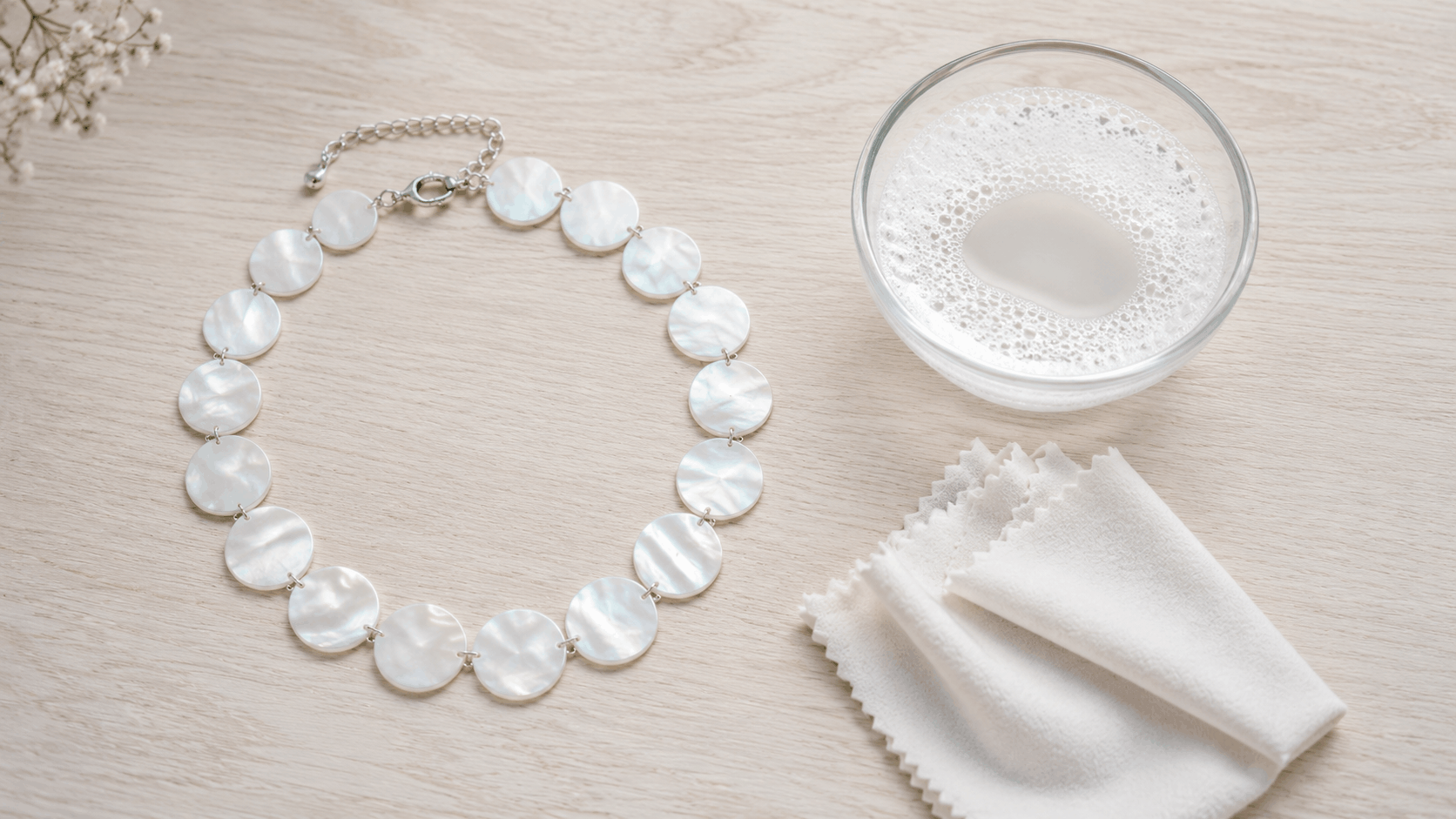 02. Comment nettoyer des pièces de collier en nacre