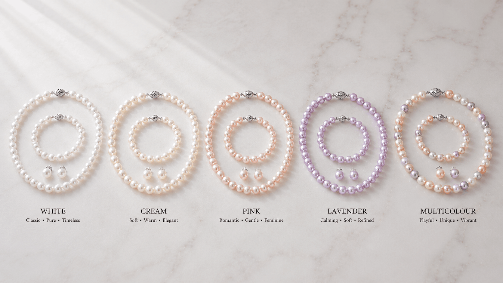 03. Couleurs de perles disponibles dans les ensembles d’eau douce