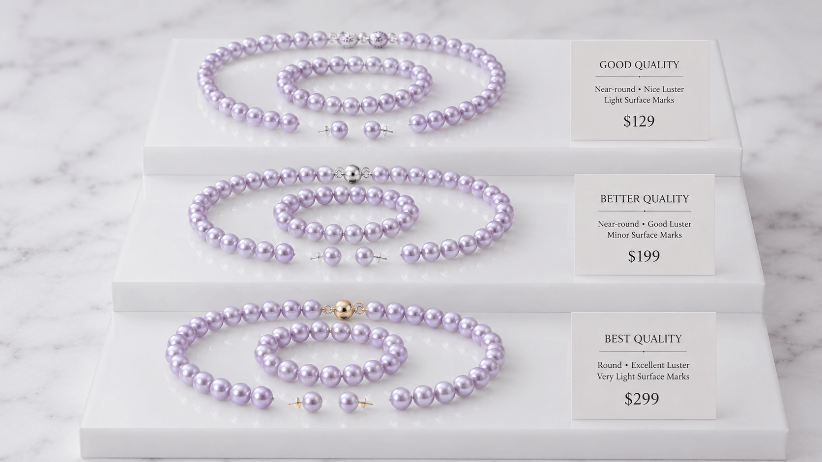 05. Prix des ensembles de perles lavande et ce qui est raisonnable
