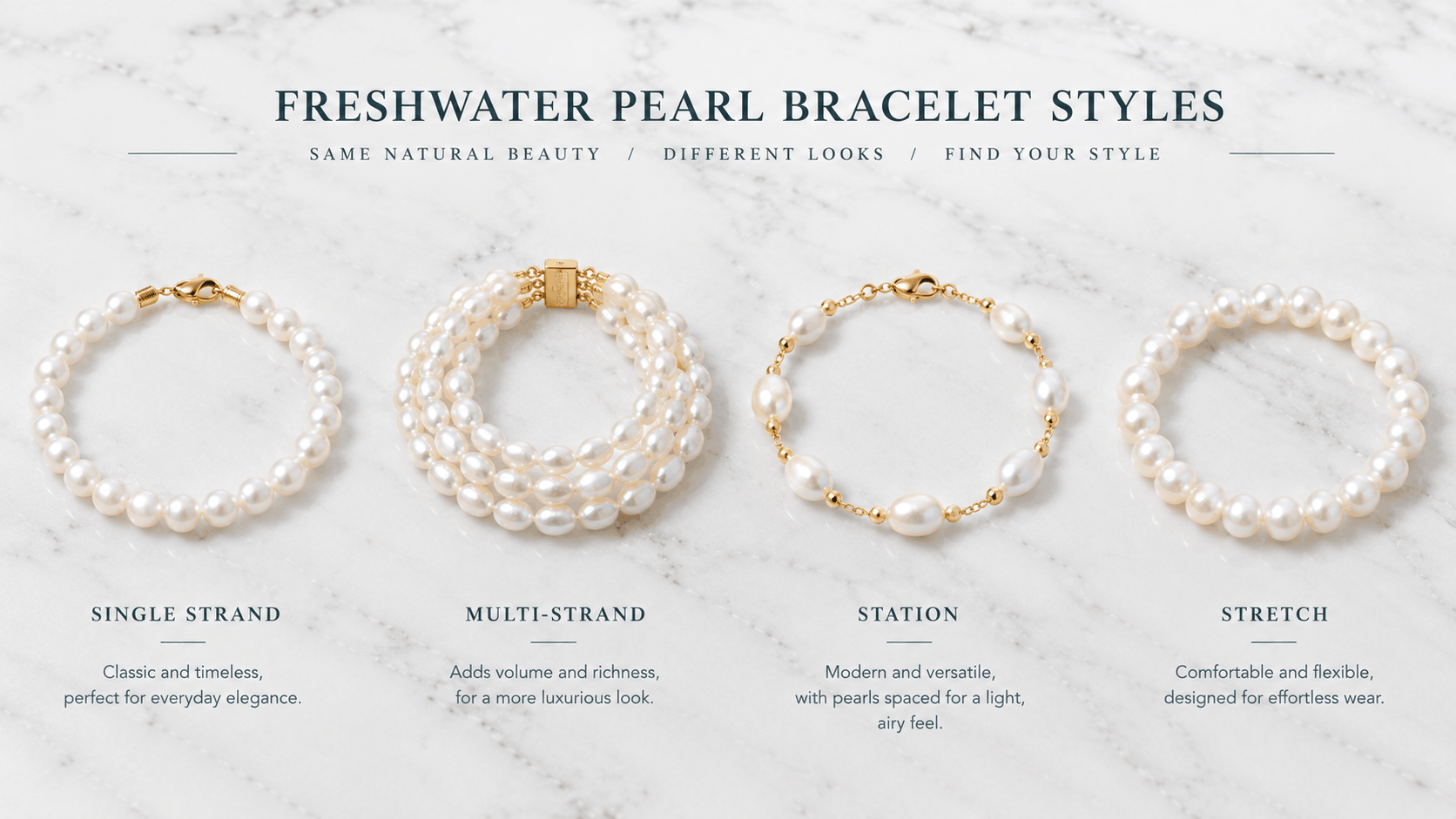 01. Styles de bracelets de perles d'eau douce — lequel vous correspond