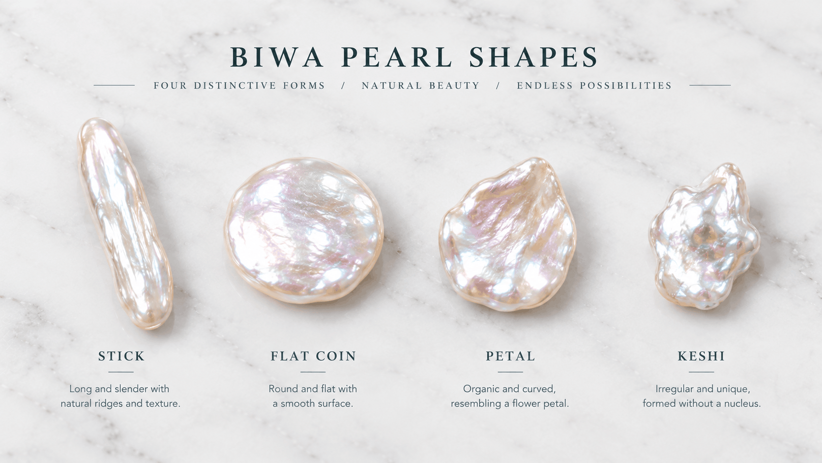 02. Formes et tailles des pendentifs de perle Biwa