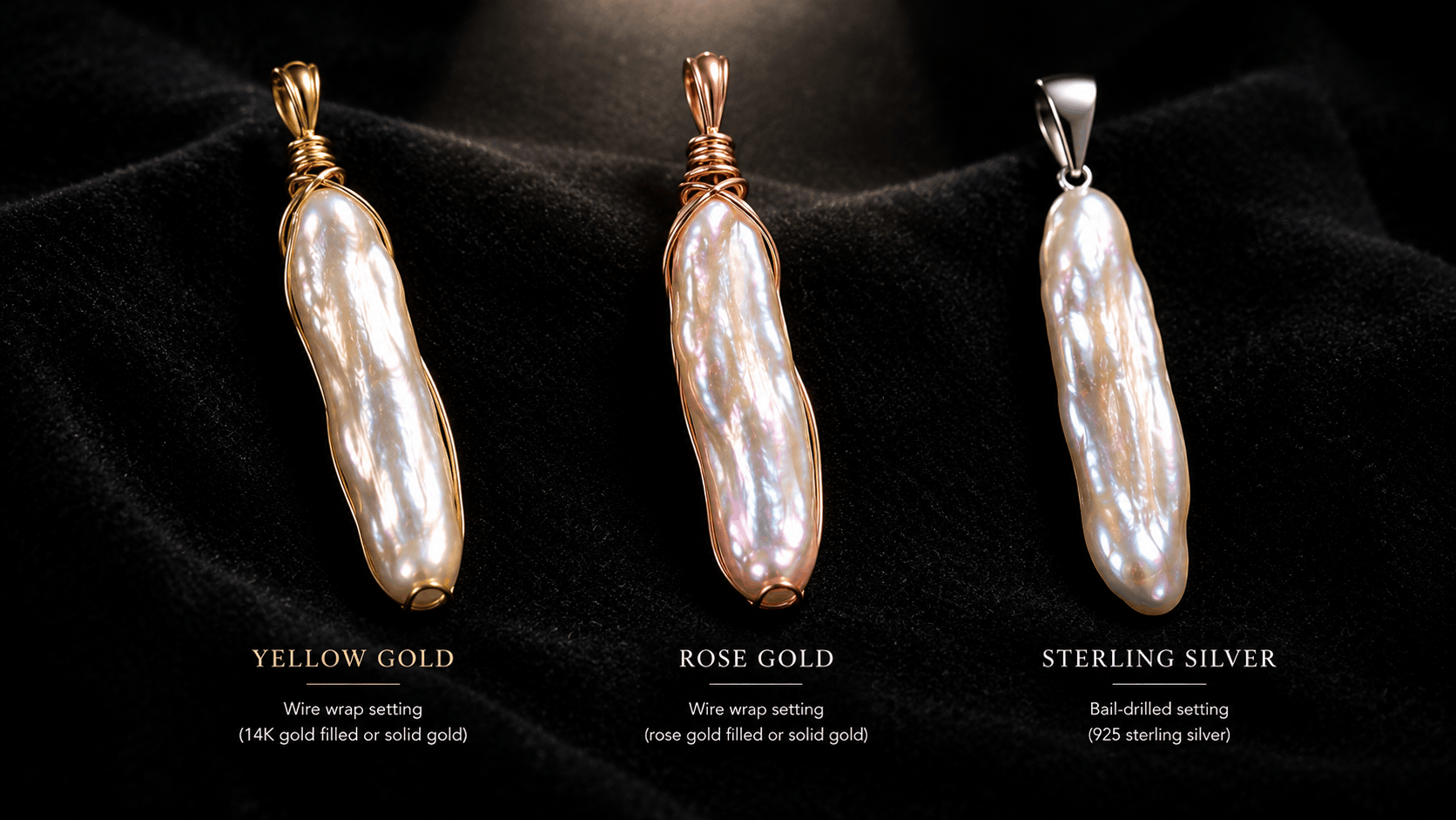 03. Les montures du pendentif de perle Biwa — choisir le bon métal