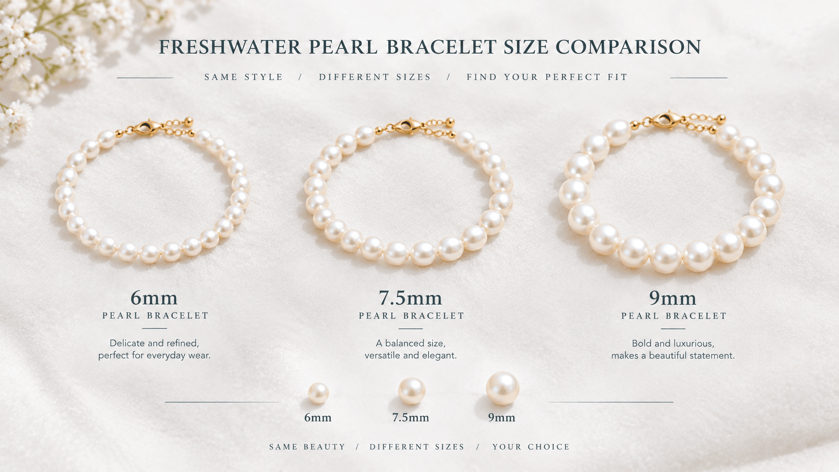 03. Choisir la bonne taille d'un bracelet de perles d'eau douce