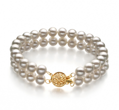 Lola Blanc 6-7mm AA-qualité perles d'eau douce Rempli D'or-Bracelet de perles