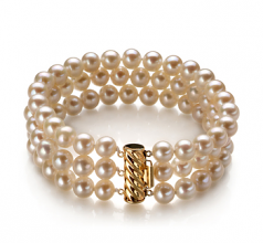 Dianna Blanc 6-7mm AA-qualité perles d'eau douce -Bracelet de perles