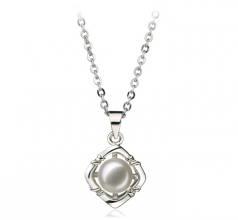 Vera Blanc 6-7mm AA-qualité perles d'eau douce Blanc Bronze-pendentif en perles