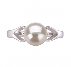Jessica Blanc 6-7mm AA-qualité perles d'eau douce 925/1000 Argent-Bague perles