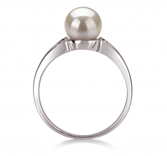 Jessica Blanc 6-7mm AA-qualité perles d'eau douce 925/1000 Argent-Bague perles