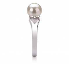 Jessica Blanc 6-7mm AA-qualité perles d'eau douce 925/1000 Argent-Bague perles