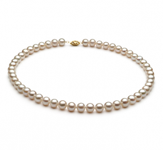 Blanc 7.5-8.5mm AA-qualité perles d'eau douce -Collier de perles