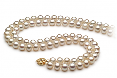 Blanc 7.5-8.5mm AA-qualité perles d'eau douce Rempli D'or-Collier de perles