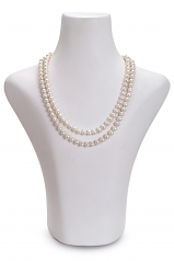 Blanc 7.5-8.5mm AA-qualité perles d'eau douce Rempli D'or-Collier de perles