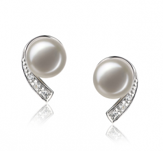 Claudia Blanc 7-8mm AA-qualité perles d'eau douce 925/1000 Argent-Boucles d'oreilles en perles