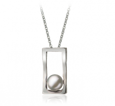 Athena Blanc 7-8mm AA-qualité perles d'eau douce Blanc Bronze-pendentif en perles