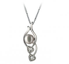 Eudora Blanc 7-8mm AA-qualité perles d'eau douce Blanc Bronze-pendentif en perles