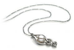 Eudora Blanc 7-8mm AA-qualité perles d'eau douce Blanc Bronze-pendentif en perles