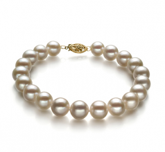 Blanc 8.5-9mm AA-qualité perles d'eau douce Rempli D'or-Bracelet de perles