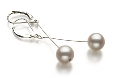 Amy Blanc 8-9mm AA-qualité perles d'eau douce 925/1000 Argent-Boucles d'oreilles en perles