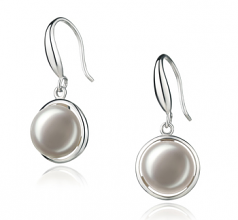 Holly Blanc 9-10mm AA-qualité perles d'eau douce 925/1000 Argent-Boucles d'oreilles en perles