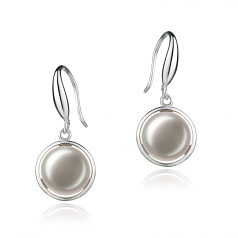 Holly Blanc 9-10mm AA-qualité perles d'eau douce 925/1000 Argent-Boucles d'oreilles en perles