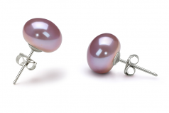 Lavande 9-10mm AA-qualité perles d'eau douce-Boucles d'oreilles en perles