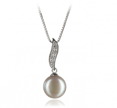 Alicia Blanc 9-10mm AA-qualité perles d'eau douce 925/1000 Argent-pendentif en perles