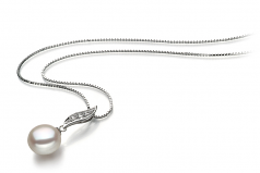 Alicia Blanc 9-10mm AA-qualité perles d'eau douce 925/1000 Argent-pendentif en perles