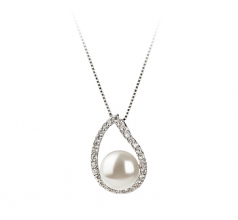 Isabella Blanc 9-10mm AA-qualité perles d'eau douce 925/1000 Argent-pendentif en perles