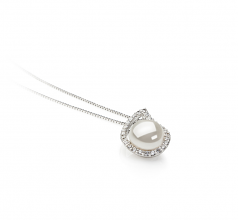 Isabella Blanc 9-10mm AA-qualité perles d'eau douce 925/1000 Argent-pendentif en perles