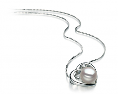 Katie Coeur Blanc 9-10mm AA-qualité perles d'eau douce 925/1000 Argent-pendentif en perles