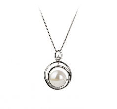 Kelly Blanc 9-10mm AA-qualité perles d'eau douce 925/1000 Argent-pendentif en perles