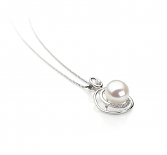 Kelly Blanc 9-10mm AA-qualité perles d'eau douce 925/1000 Argent-pendentif en perles