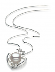 Coeur de Scoubidou Blanc 9-10mm AA-qualité perles d'eau douce 925/1000 Argent-pendentif en perles