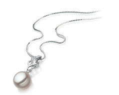 Naomi Blanc 9-10mm AA-qualité perles d'eau douce 925/1000 Argent-pendentif en perles
