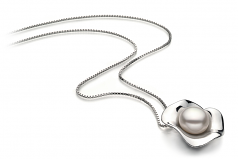 Rocio Blanc 9-10mm AA-qualité perles d'eau douce 925/1000 Argent-pendentif en perles