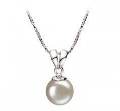 Sally Blanc 9-10mm AA-qualité perles d'eau douce 925/1000 Argent-pendentif en perles