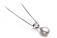 Sally Blanc 9-10mm AA-qualité perles d'eau douce 925/1000 Argent-pendentif en perles