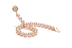 Rose 6-7mm AAA-qualité perles d'eau douce Rempli D'or-Bracelet de perles