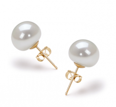 Blanc 10-10.5mm AAA-qualité perles d'eau douce-Boucles d'oreilles en perles