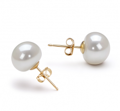 Blanc 10-10.5mm AAA-qualité perles d'eau douce-Boucles d'oreilles en perles