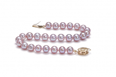 Lavande 6-7mm AAA-qualité perles d'eau douce Rempli D'or-Bracelet de perles