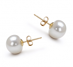 Blanc 10-10.5mm AAA-qualité perles d'eau douce-Boucles d'oreilles en perles