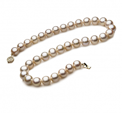Blanc 10.5-11.5mm AAA-qualité perles d'eau douce Rempli D'or-Collier de perles