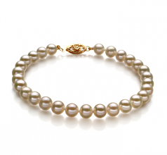 Blanc 5.5-6mm AAA-qualité perles d'eau douce Rempli D'or-Bracelet de perles
