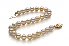Blanc 5.5-6mm AAA-qualité perles d'eau douce Rempli D'or-Bracelet de perles