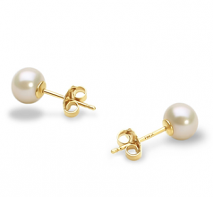 Blanc 5-6mm AAA-qualité perles d'eau douce-Boucles d'oreilles en perles