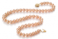Rose 6-7mm AAA-qualité perles d'eau douce Rempli D'or-Collier de perles