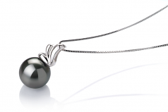 Amara Noir 10-10.5mm AAA-qualité de Tahiti 585/1000 Or Blanc-pendentif en perles